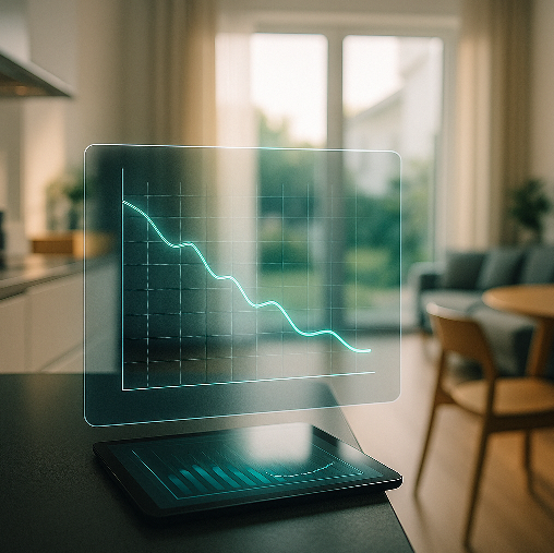 Nowoczesny salon z aplikacją do zarządzania inteligentnym domem na tablecie