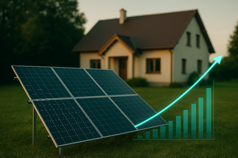 Wizualizacja pracy systemu zarządzania energią FlowControl na ekranie smartfona